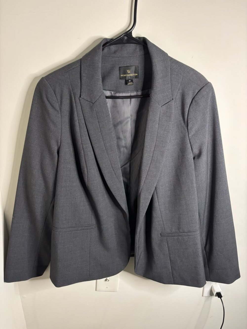 Worthington Women's Gray NO BUTTON Blazer Jacket